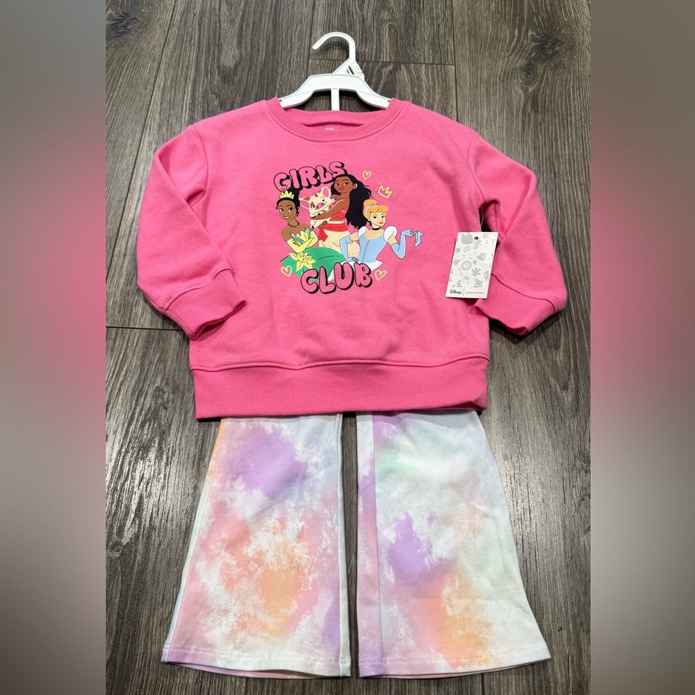 Disney Princess Pink Sweatshirt and Tie-Dye Leggings Set
